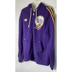 Los Angeles Lakers Basketball Zip Up Hoodie Adidas Size L Purple and Gold